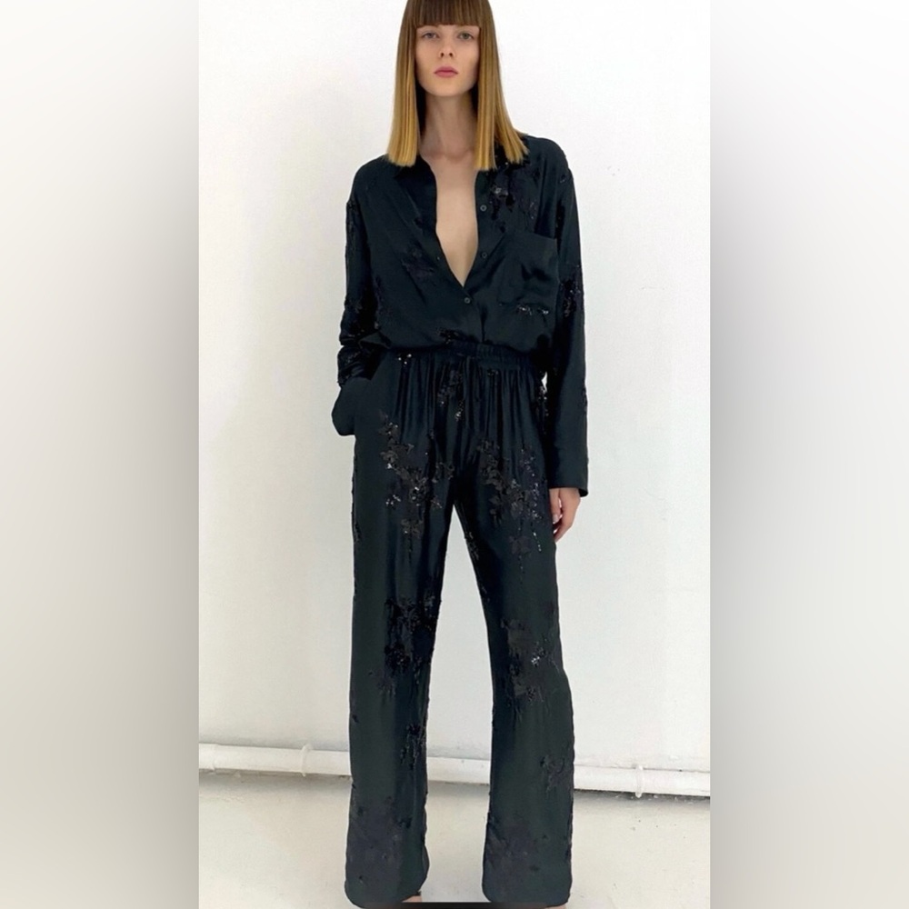 Zara Black Embellished Satin Jumpsuit - Picture 6 of 16